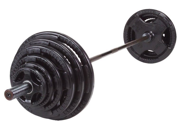 Body-Solid 500 Lb Rubber Grip Olympic Sets, Chrome Bar