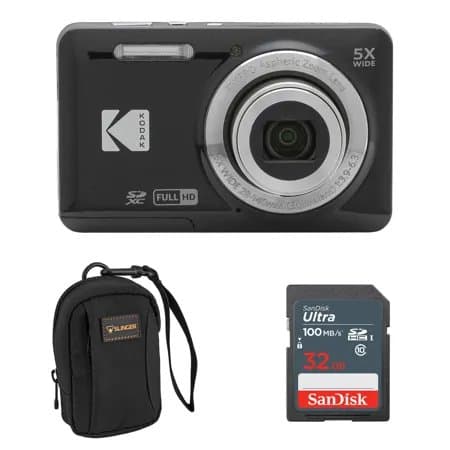 Kodak PIXPRO FZ55 Friendly Zoom Digital Camera, Black, Point and Shoot, Bundles with SD Card and Slinger Camera bag