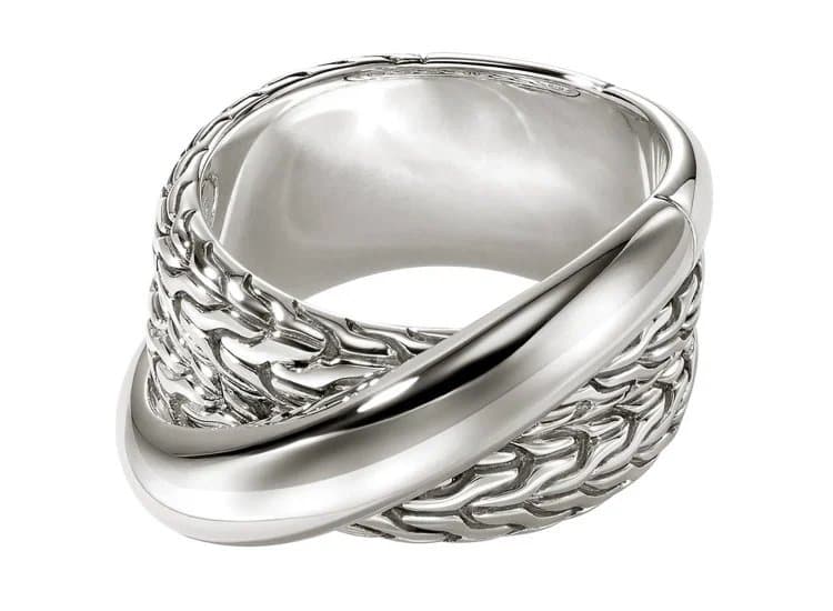 John Hardy JH Essential Crossover Ring Size 7 in Sterling Silver