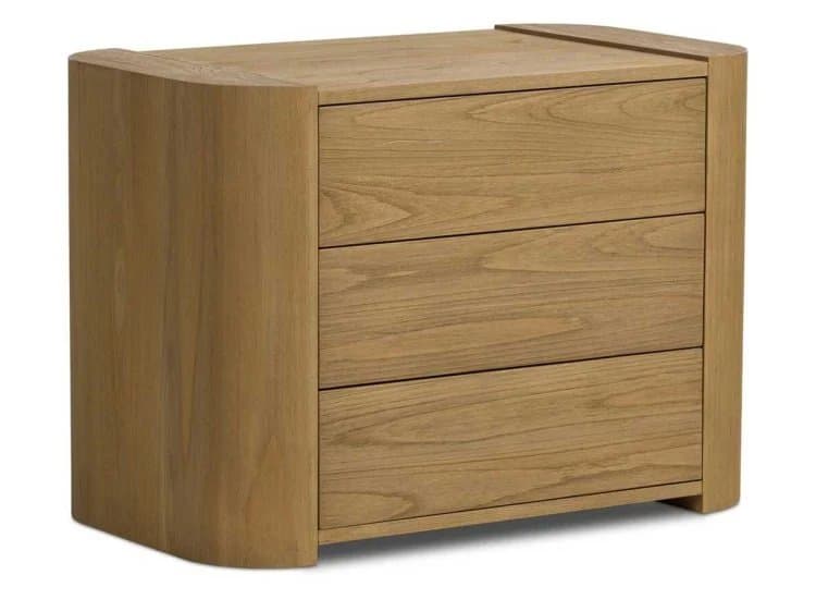 Four Hands Radius Nightstand with 3 Drawers, Light Blonde Sungkai Veneer