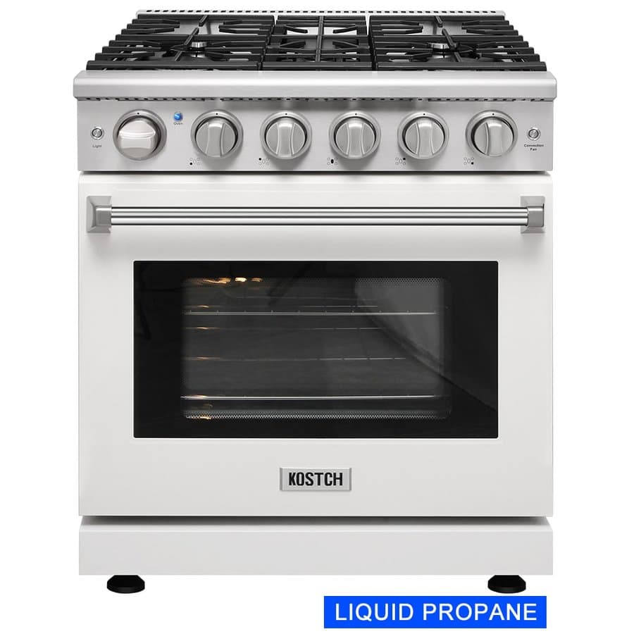 KOSTCH 30-in 5 burners 4.55-cu ft Convection Oven Freestanding Liquid Propane Gas Range ( White )