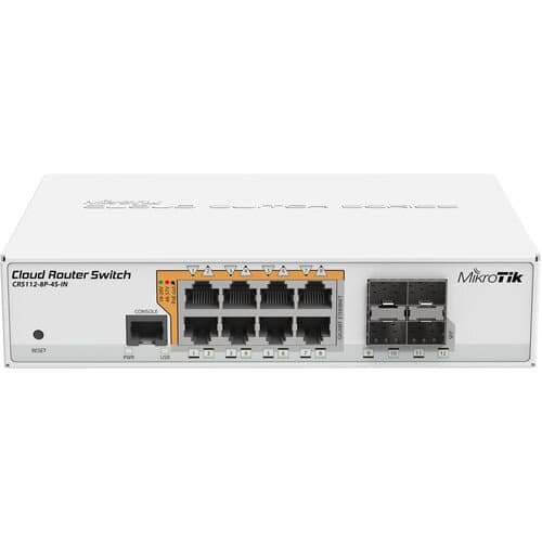 MikroTik CRS112-8P-4S-IN 8-Port Gigabit PoE+ Compliant Managed Network Switch