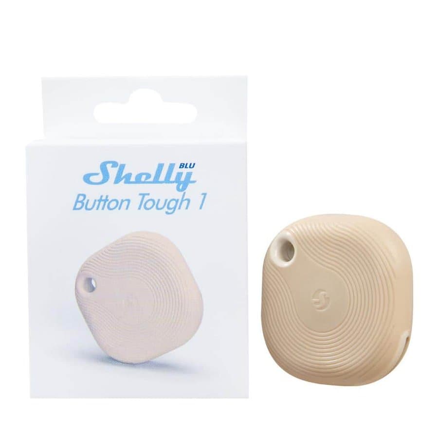 Shelly BLU Button Tough 1 (2 pack) Mocha, Remote Control Action and Scene Activation Button, Shock, Splash and Dust-Resilient