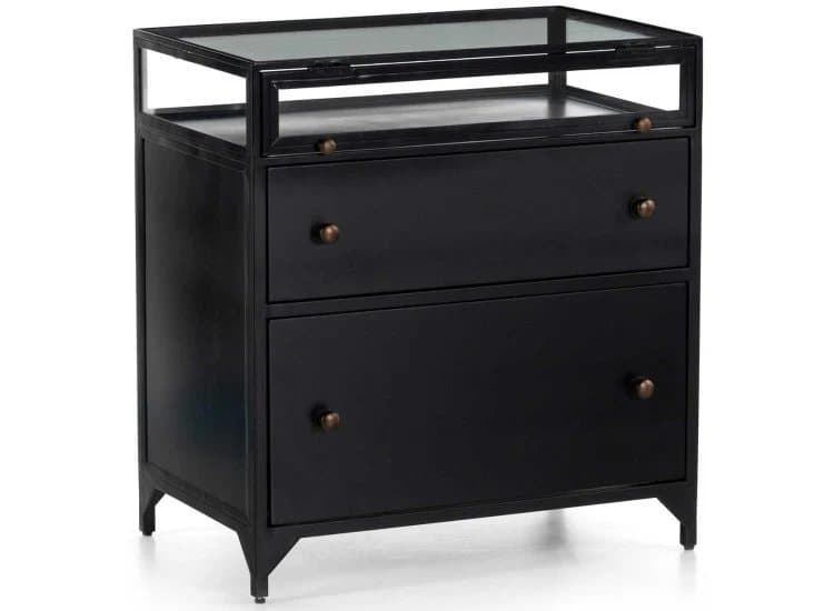 Four Hands Shadow Box Nightstand, Black