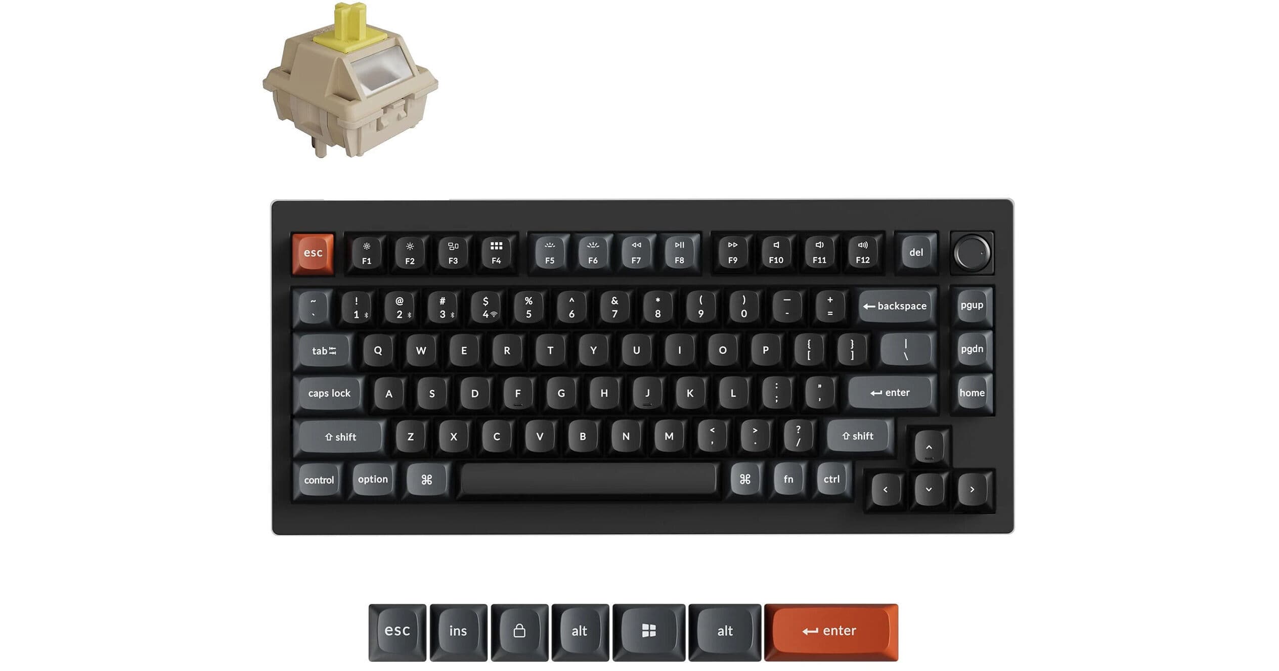 Keychron V1 Ultra 8K Wireless Mechanical Keyboard (Black, Keychron Silk POM Banana Switches)