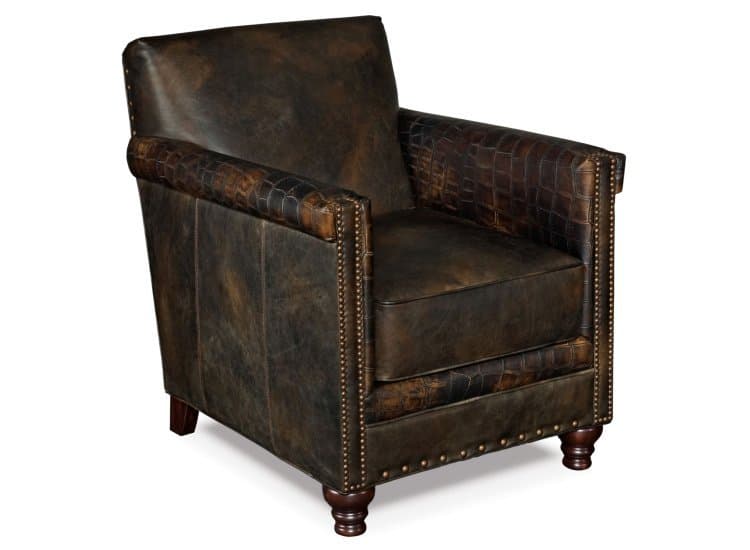 Hooker Furniture Old Saddle Fudge Leather And Crocodile Potter Club Chair
