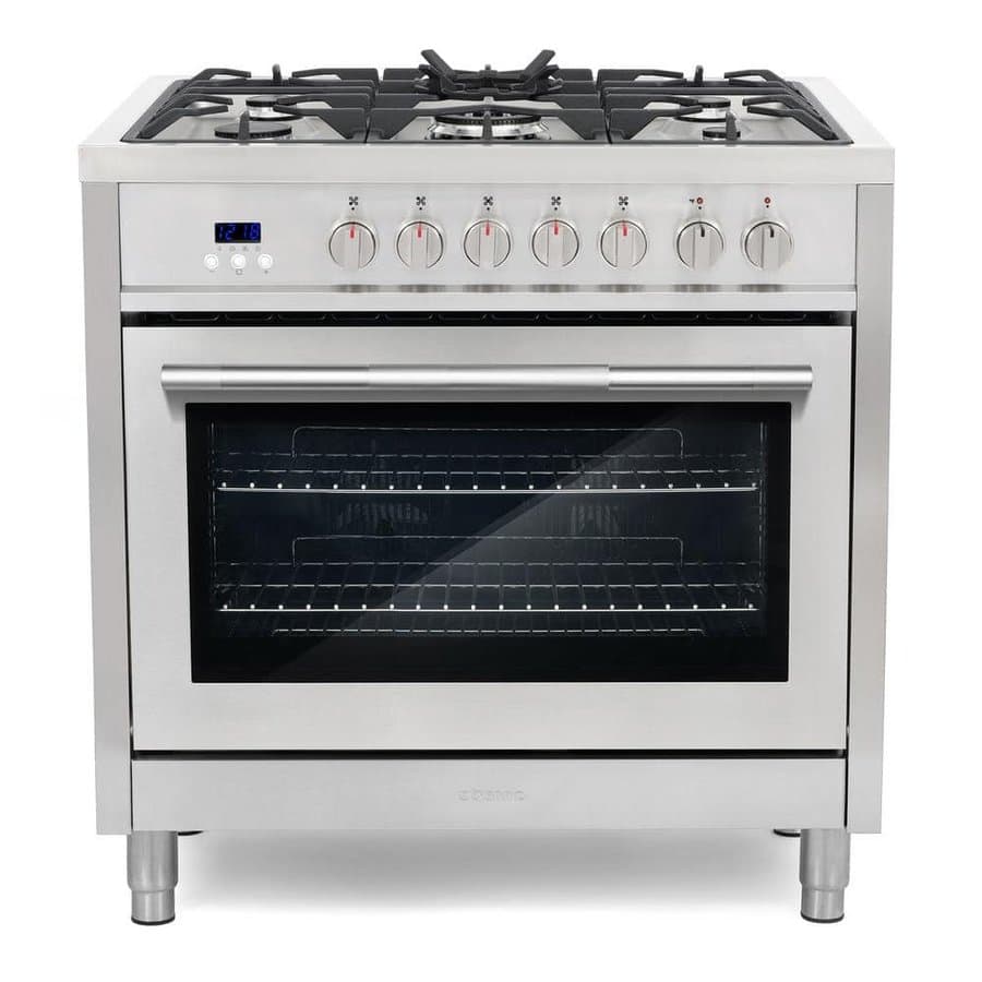 36 in. Stellar Collection 3.8 cu. ft. Dual Fuel Range, 5 Burners, Convection Oven, Textured Grip Handle, Stainless Steel