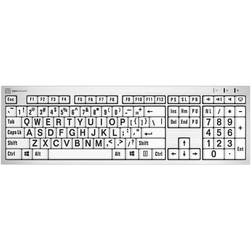 Logickeyboard XLPrint PC Slim Line Keyboard with Large Print (Black on White)