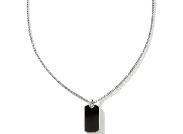 John Hardy Tag Pendant Necklace, Sterling Silver and Treated Black Onyx
