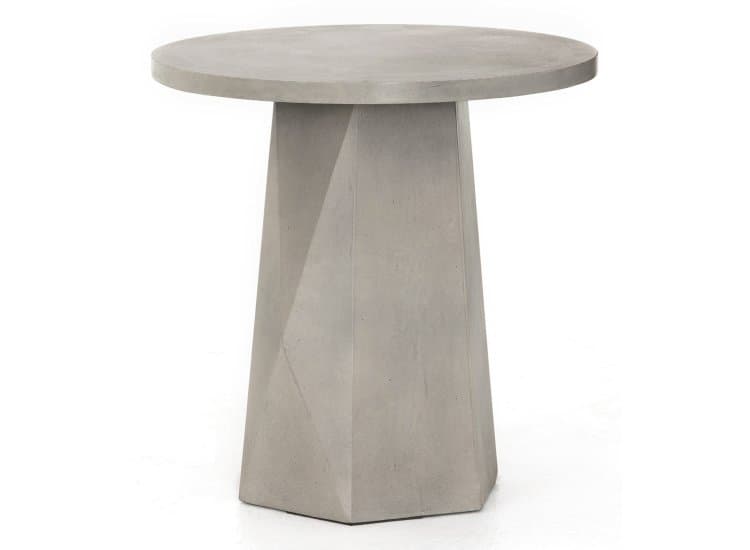 Four Hands Thayer Collection Grey Concrete Bowman Outdoor End Table