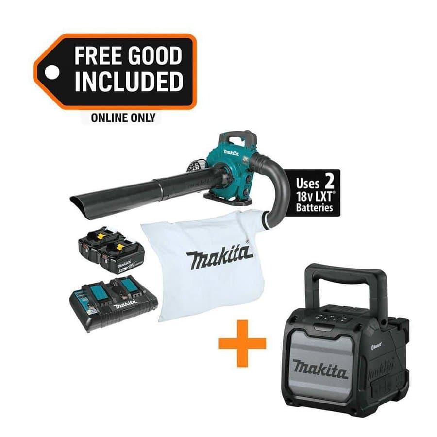 120 MPH 473 CFM LXT 18VX2(36V) Brushless Blower Kit w/Vacuum Attach Kit(5.0 Ah) w/ 18V LXT/12V max CXT Bluetooth Speaker