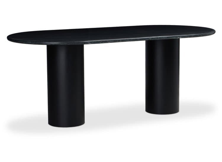 Four Hands Belle Oval Dining Table, Black Marble