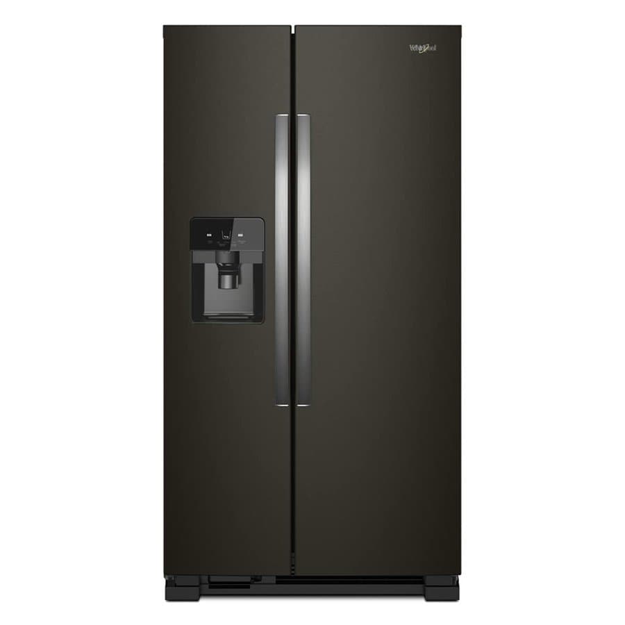 Whirlpool 24.5-cu ft Standard-Depth 36-in Wide Side-by-Side Refrigerator with Ice Maker ,Water and Ice Dispenser ( Fingerprint Resistant Black Stainless )