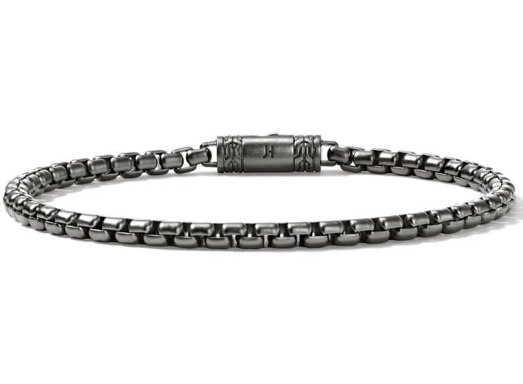 John Hardy Box Chain Bracelet-Size Large-in Dark Silver