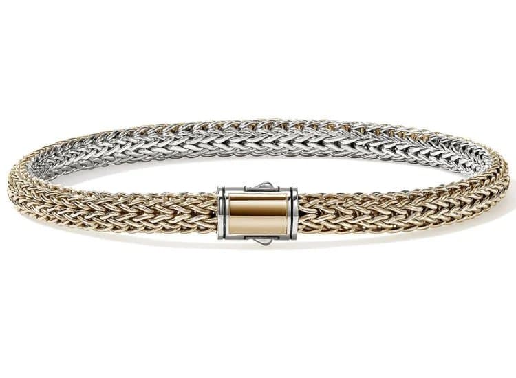 John Hardy Icon Reversible Bracelet 5mm-Size Large-in Gold and Sterling Silver