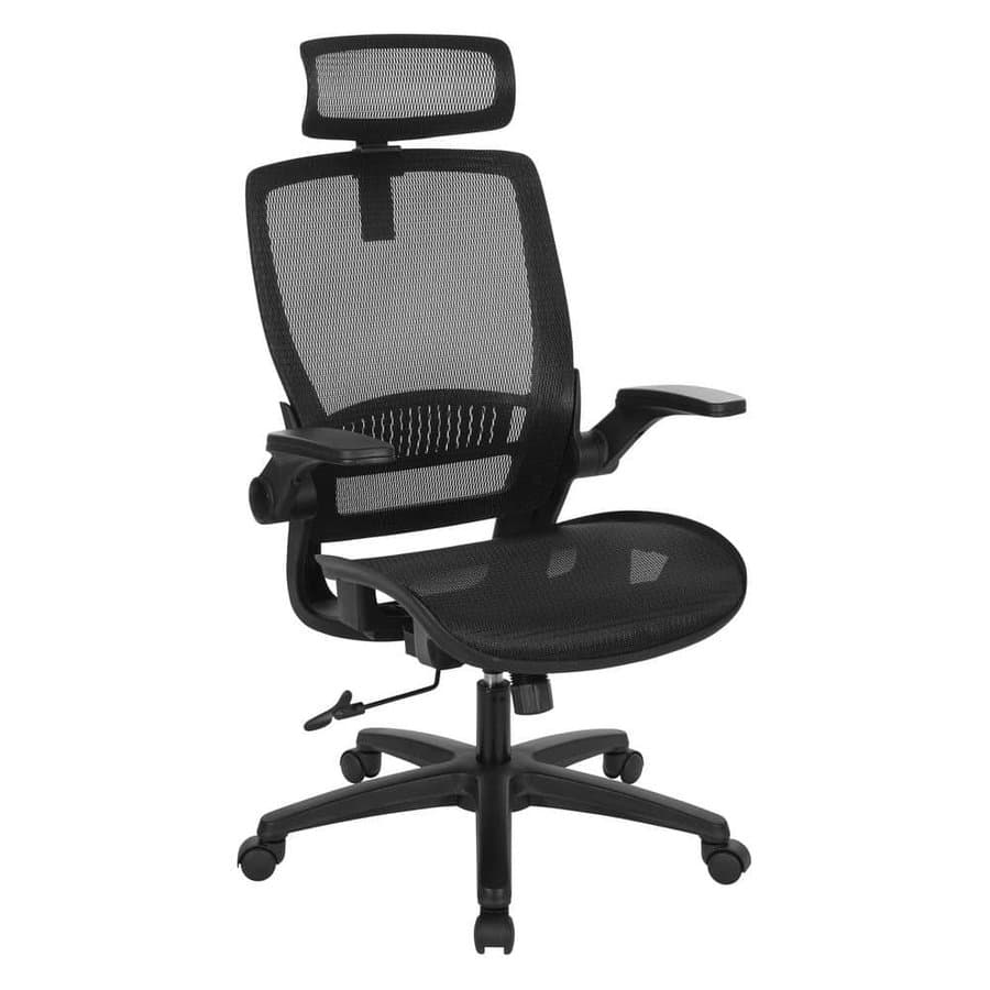 Fabric Seat and Mesh Back Adjustable Height Ergonomic Managers Chair, Black with Adjustable Arms and Headrest