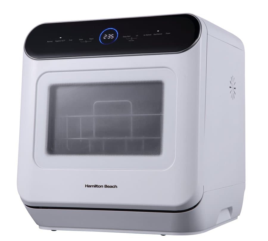 Hamilton Beach 17-in Portable Countertop dishwasher ( White ) 6 Place Settings 62-Decibel Standard Sound Level