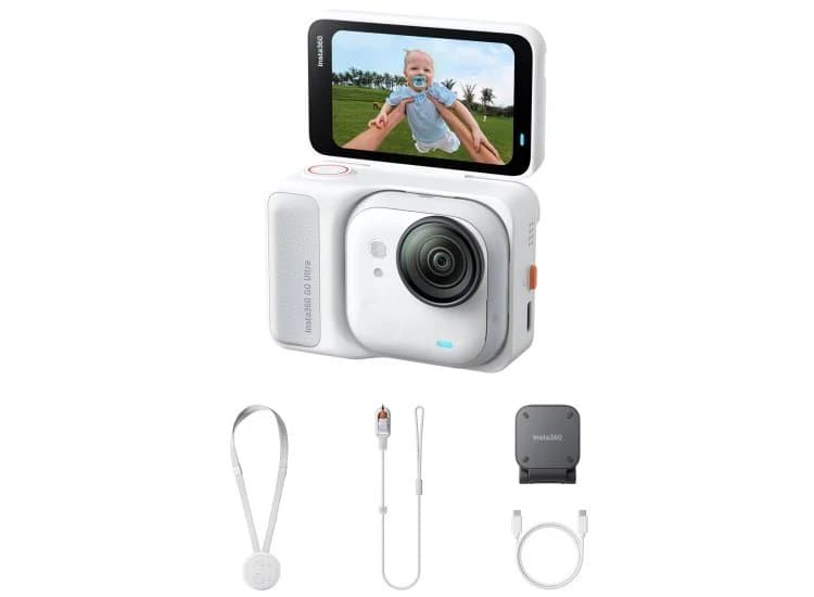 Insta360 GO Ultra Action Camera Standard Bundle, Arctic White