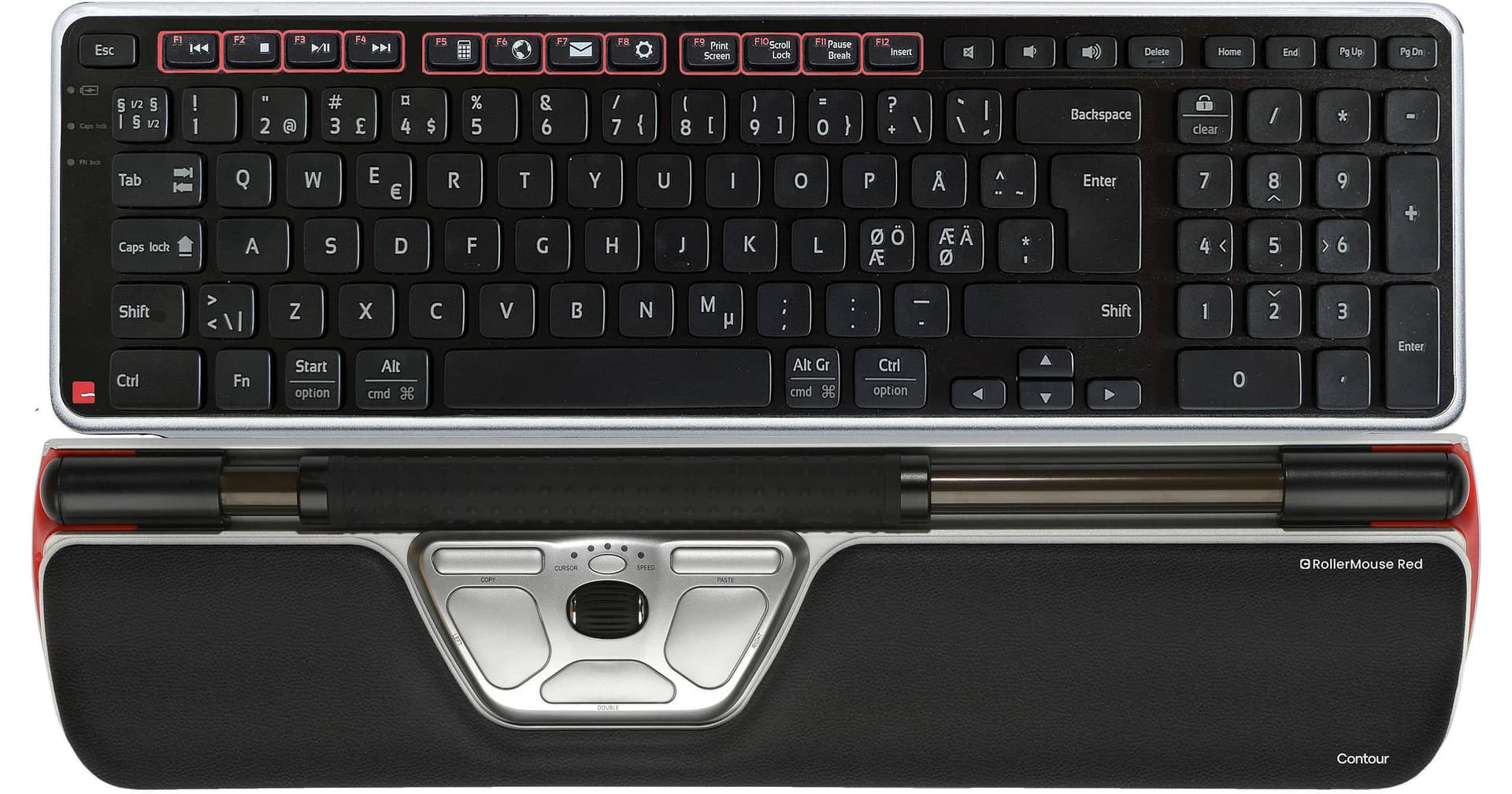 Contour Design Ultimate Workstation RollerMouse Red Wireless Mouse and Keyboard