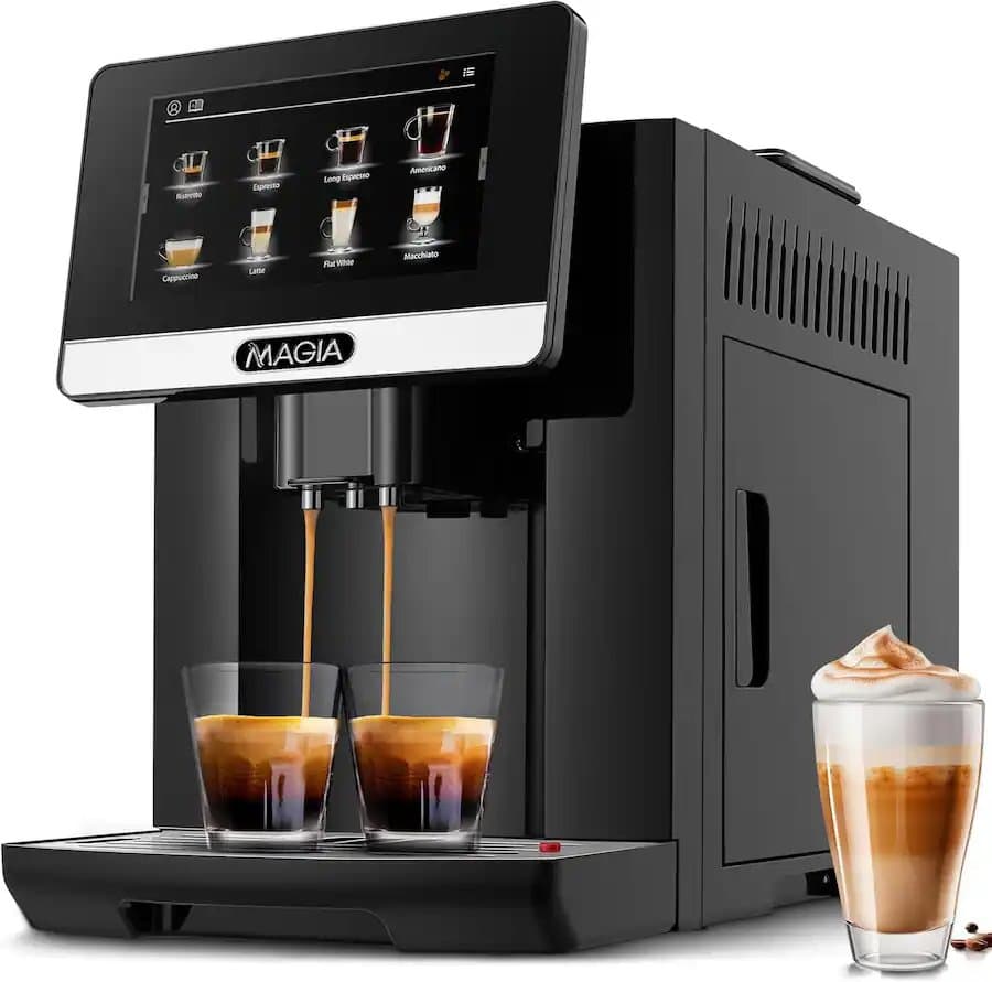 Zulay Kitchen Magia Fully Automatic Espresso Machine With Grinder-19 Customizable Coffee Options