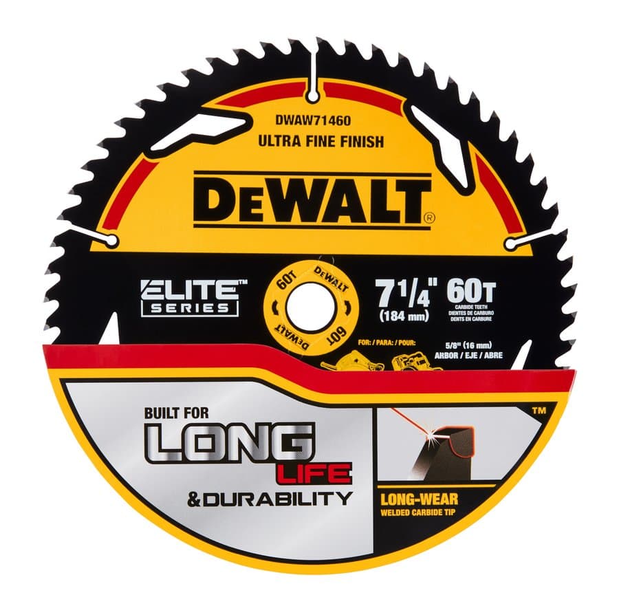 DEWALT 7-1/4-in 60 -Tooth Fine Finish Tungsten carbide-tipped steel Circular saw blade Individual