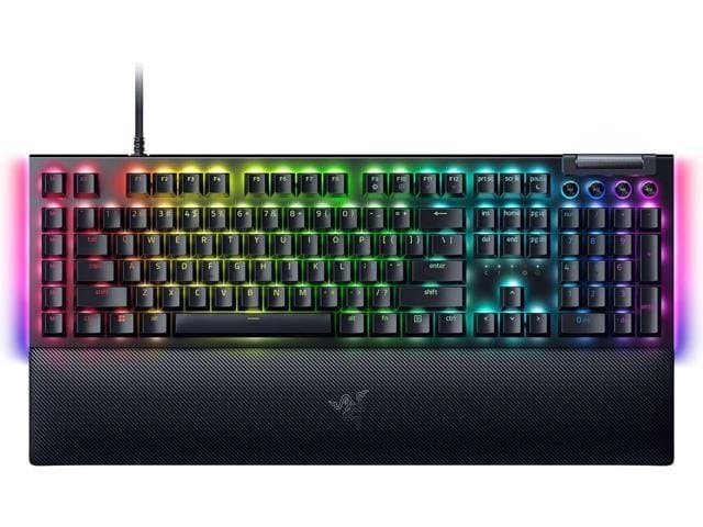 Razer BlackWidow V4 Mechanical Gaming Keyboard-Yellow Switches (Linear & Silent), Chroma RGB, 6 Dedicated Macro Keys, Magnetic Wrist Rest,