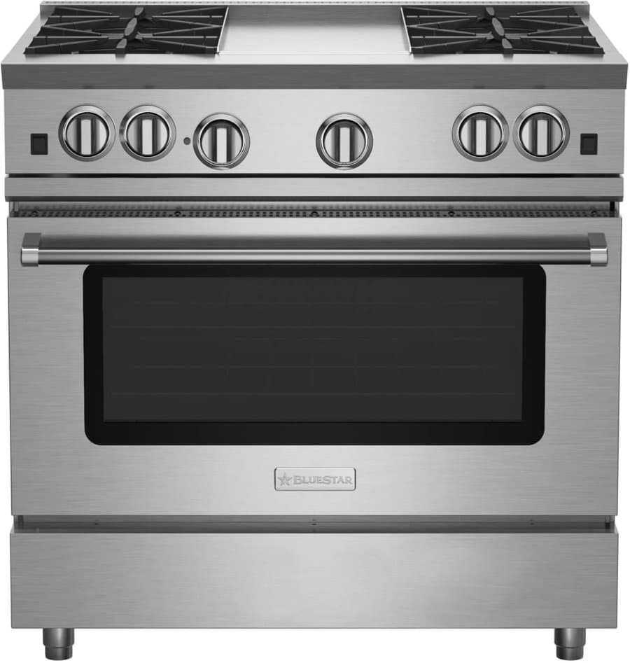 BlueStar RNB Series 36 In. Stainless Steel Natural Gas Range With 12 In. Griddle - RNB364GV2