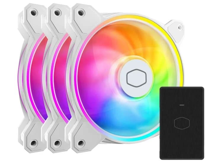 Cooler Master MasterFan MF120 Halo2 Cooling Fan 120mm RGB in White (3 Pack)