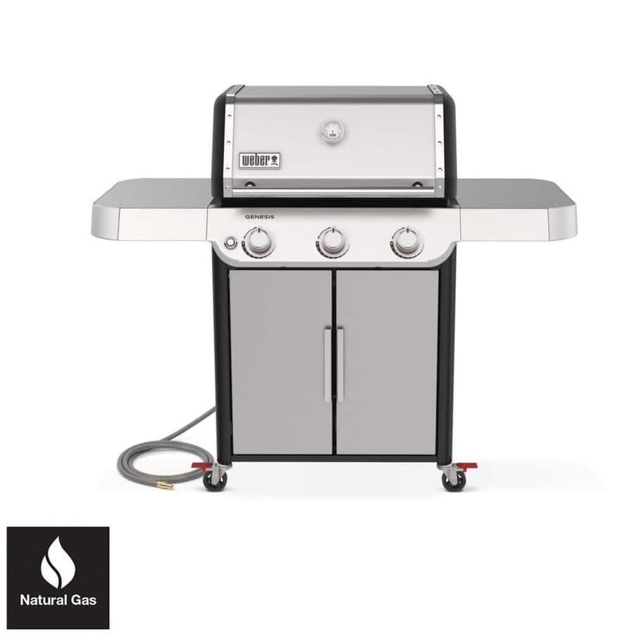 Weber Genesis S-315 3-Burner Natural Gas Grill in Stainless Steel with Side Tables