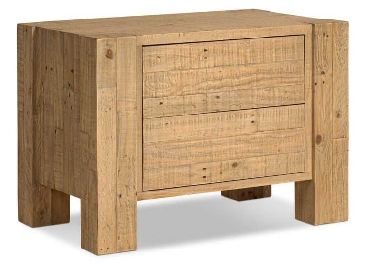 Four Hands Perot Nightstand with 2 Drawers, Light Blonde Pine