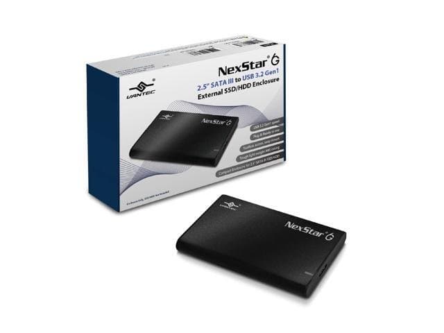 Vantec NexStar 6G 2.5” SATA III to USB 3.2 Gen1 External SSD/HDD Enclosure NST-268S3-BK