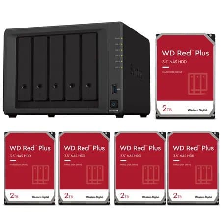 Synology DiskStation DS1525+ 5-Bay NAS with 5x WD Red Plus 2TB 3.5" SATA III HDDs