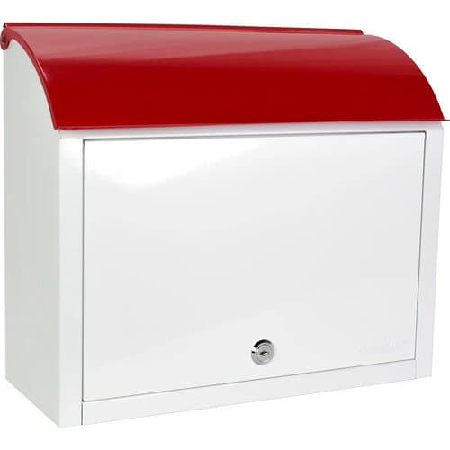 Barska Retro Locking Wall Mount Mailbox (White/Red)