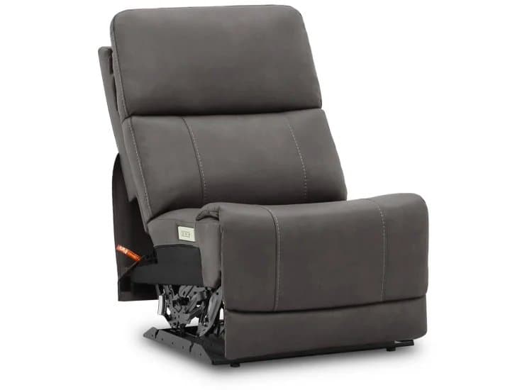 Flexsteel Carter Armless Power Recliner with Power Headrest and Lumbar, Smoke Fabric