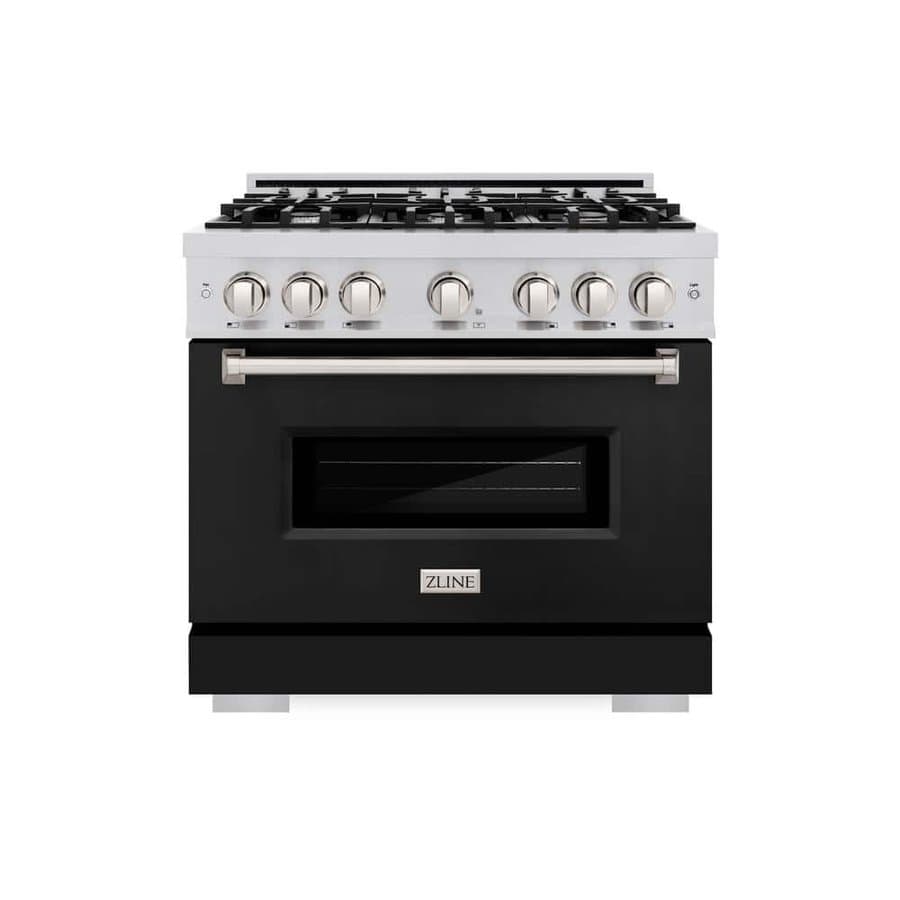 Classic 36 in. 6-Burner Gas Range with Gas Convection Oven, Stainless Steel and Matte Black Door