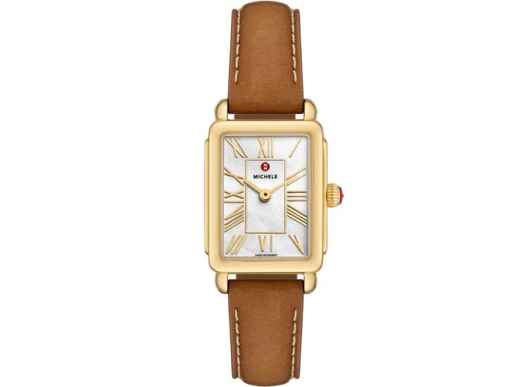 Michele Deco Park 18K Gold-Plated Watch 29mm with White MOP Dial-MWW06E000150