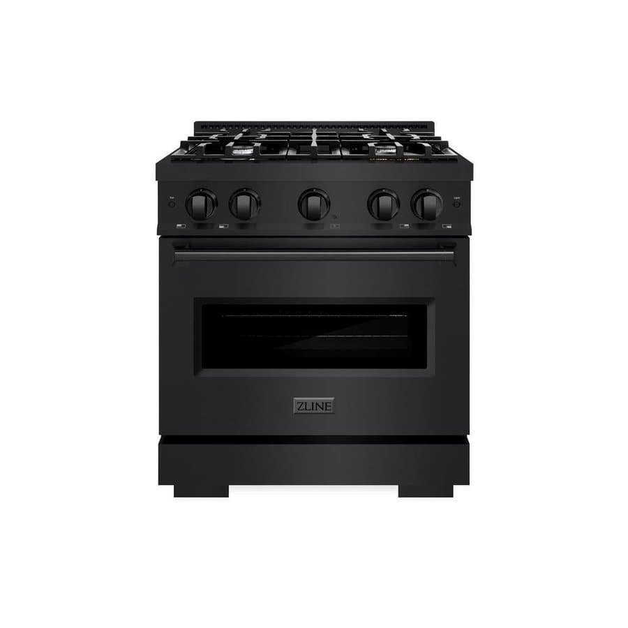 Classic 30 in. 4-Burner Dual Fuel Range with Convection Oven, Black Stainless Steel