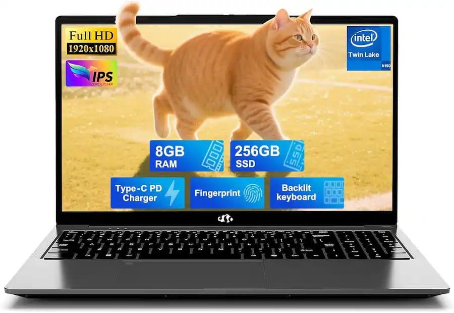 NIMO 15.6" FHD IPS Student Laptop 16GB RAM 512GB SSD, 4 Cores 13th Gen Intel N150 3.6GHz Fingerprint Wi-Fi 6