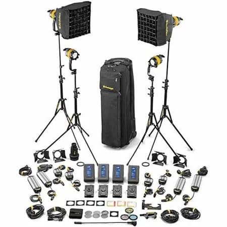 Dedolight Daylight LED 4-Light Master Kit (AC & DC Operation), Includes 4x DLED4.1-D Daylight Light Head, 2x Mini Softbox, 4x Light Stand, DSCXLW Soft Case