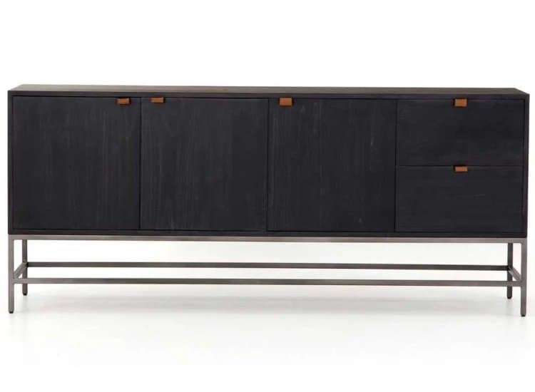 Four Hands Trey Sideboard, Black Wash Poplar