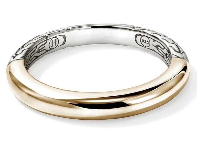 John Hardy JH Essential Band Ring, 3mm-Size 7-in Gold and Sterling Silver