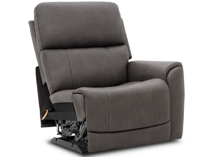 Flexsteel Carter RAF Power Recliner with Power Headrest and Lumbar, Smoke Fabric