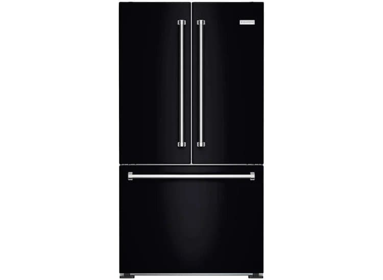 BlueStar 19.9 Cu. Ft. Counter Depth French Door Refrigerator 36-Inch Wide in Signal Black with Brushed Stainless Trim - FBFD361PB