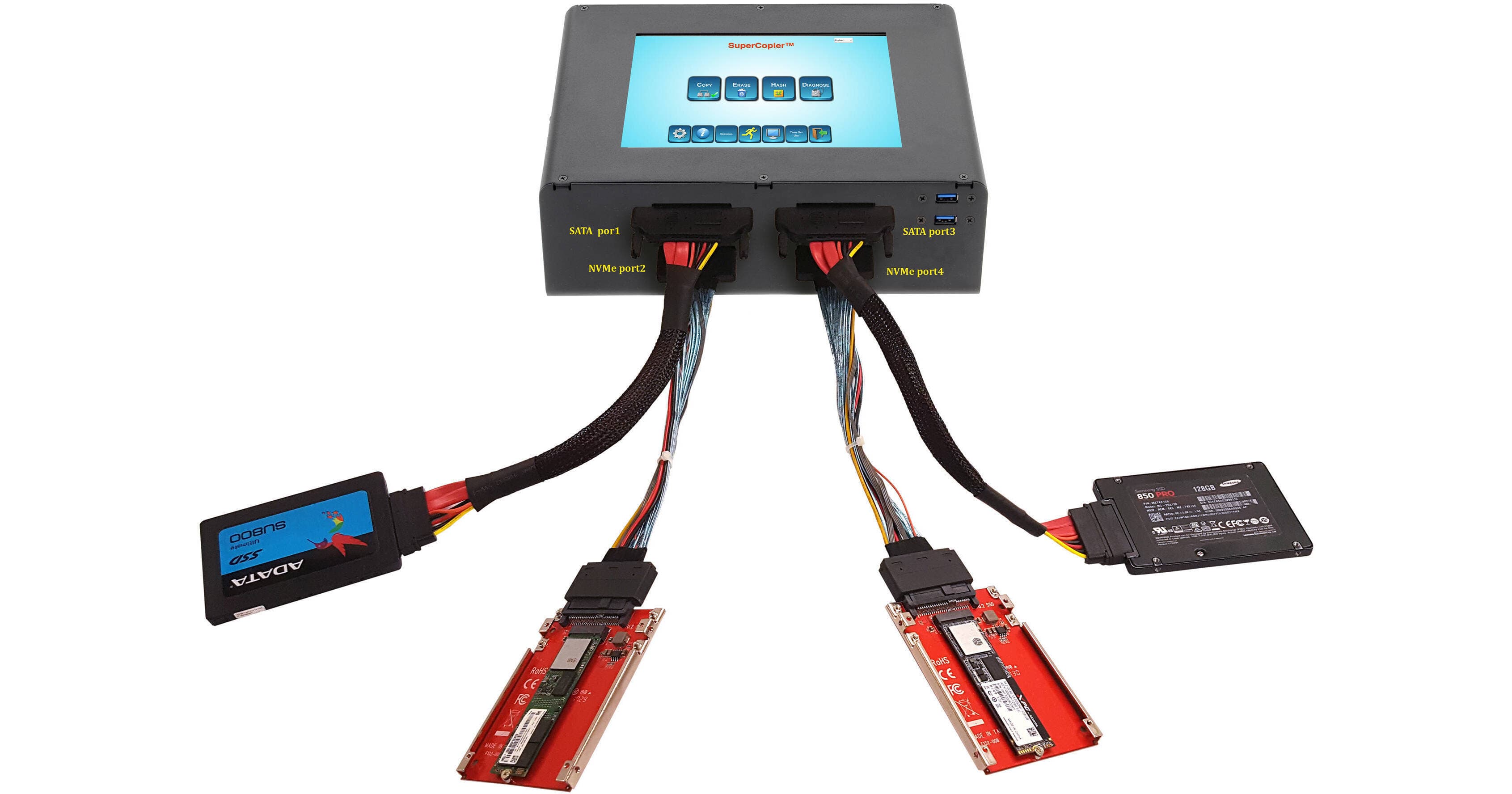 MediaClone SuperCopier IT Portable Drive Duplicator with 2 x NVMe & 2 x SATA Ports