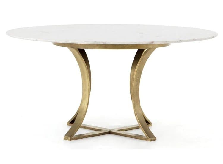 Four Hands White Marble Gage Dining Table