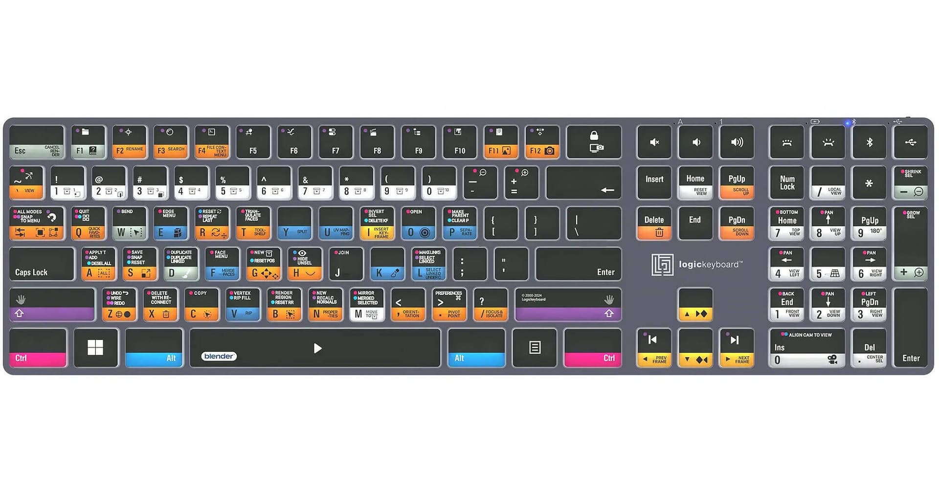 Logickeyboard Blender 3D TITAN Wireless Backlit US English Keyboard for Windows