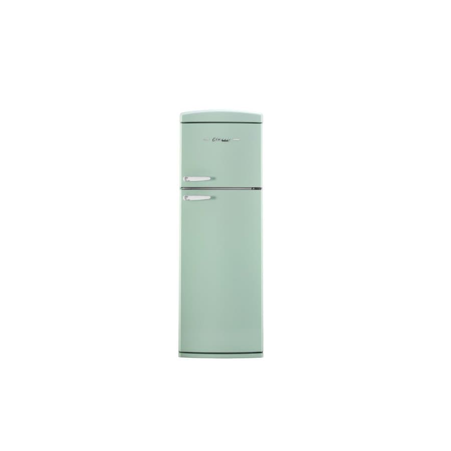 UNIQUE Classic Retro 11-cu ft Counter-Depth 24-in Wide Top-Freezer Refrigerator ( Summer Mint Green ) Garage Ready ENERGY STAR Certified