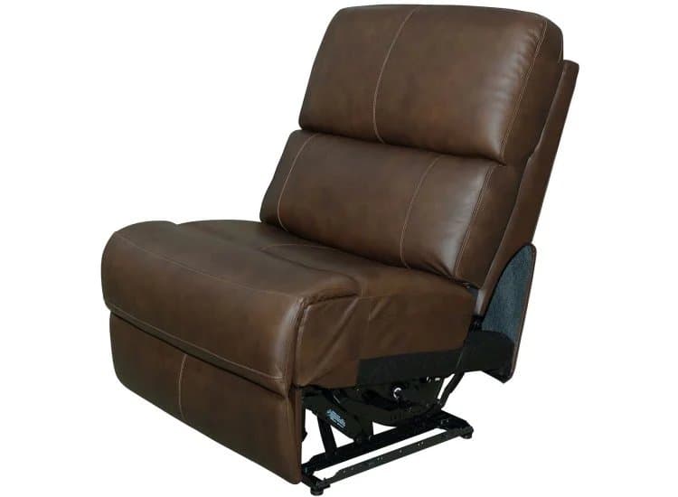 Flexsteel Armless Power Recliner Henry with Power Headrest and Lumbar, Burnt Umber Leather Finish