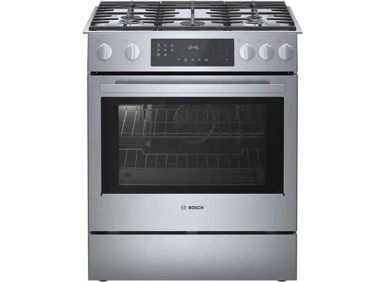 Bosch Slide-In Gas Range 800 Series, 30" in Stainless Steel - HGI8056UC