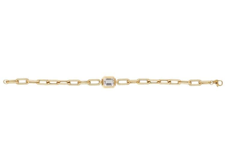 Goshwara Manhattan Chain Link Bracelet with Rock Crystal
